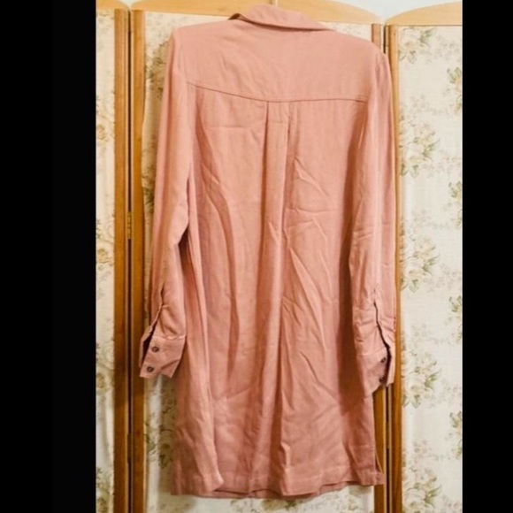 Lulu’s Mauve Pink Lace Up Long Sleeve Shirt Dress - Picture 3 of 4